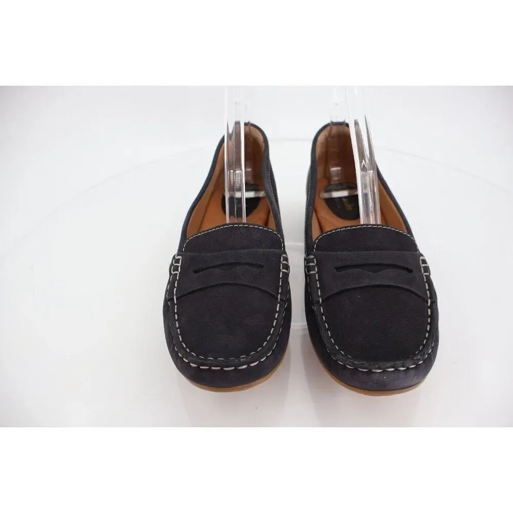 Clarks Doraville Nest Penny Loafer Women's Size 7.5 Black Nubuck Flat Shoes